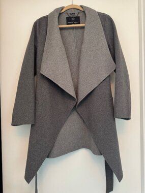 Nanette Lepore Charcoal Grey/Light Grey wool blend coat with shawl style collar